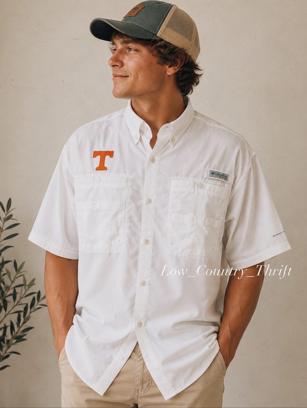 Columbia PFG Tennessee Vols Fishing Shirt XL White Button Down UT NCAA